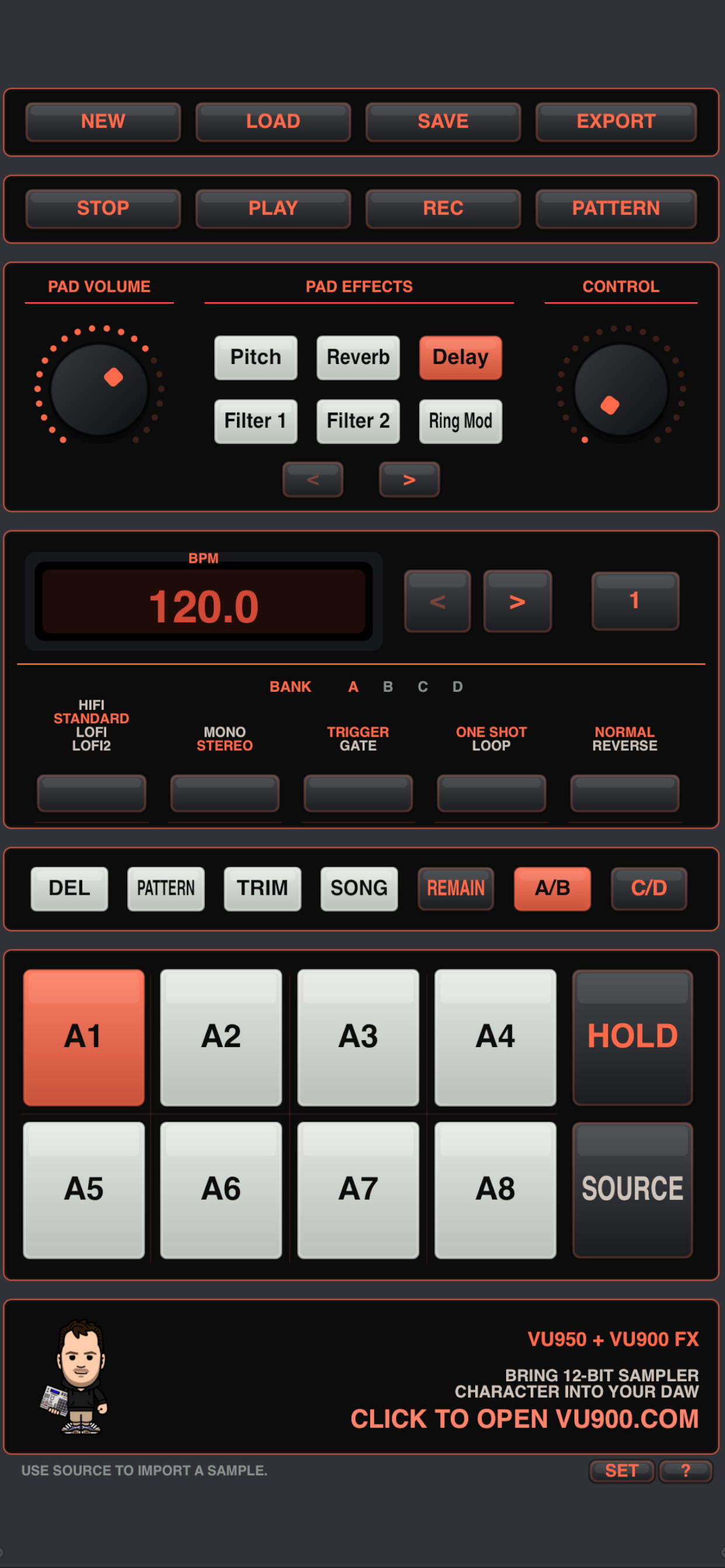 VU202 iOS interface